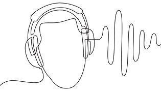 Streg tegning af person med høretelefoner