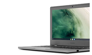 Sølvfarvet Chromebook fra Samsung med Chrome OS