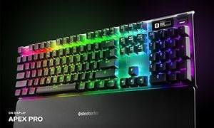 Regnbue-baggrundsbelyst SteelSeries Apex pro-tastatur