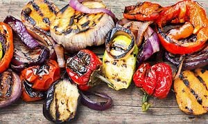 Outdoor kitchen - Grilled vegetables on a table