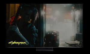 TV-Samsung Neo QLED-gaming-Scene fra Cyberpunk