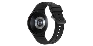 Samsung Galaxy Watch 4 in black seen from the back