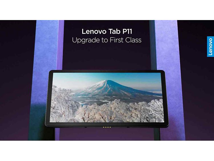 Lenovo Tab P11 tablet med et bjerg på skærmen