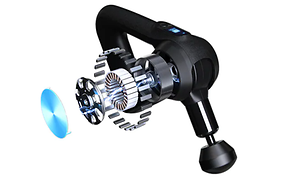 En visualisering af en Theragun-massagepistolmotor