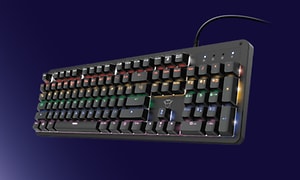 Tastatur med forskellige lysfarver