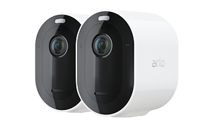 Produktbillede af to Arlo Pro 4 kameraer