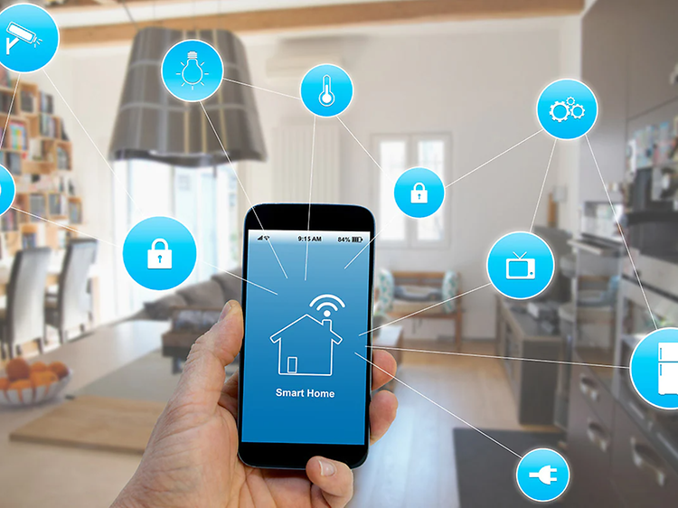 Illustration af smartphone med masser af forbindelser