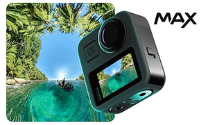 GoPro Hero 9 Black foran en person på en vandscooter på havet