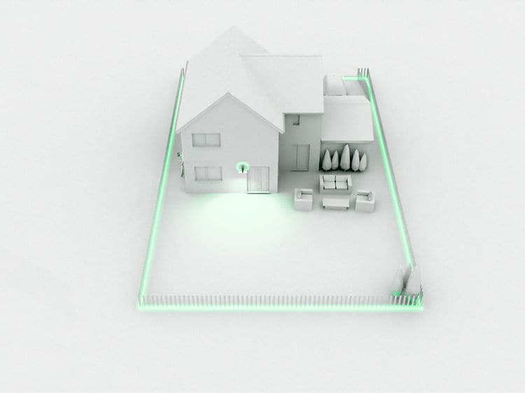 Arlo-Hvidt hus med alarmsystem