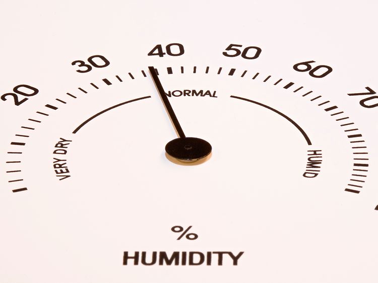 Et hygrometer, der viser fugtighedsniveauet