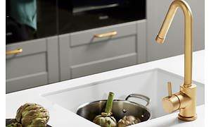 Shaker Steel Grey køkken med Silestone Eternal Calcatta Gold bordplade