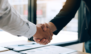 Project sales - shaking hands.