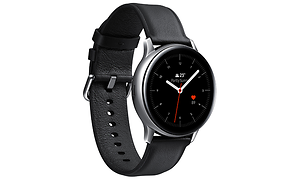 Galaxy Watch Active 2 i sort sølv set forfra