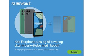 Køb Fairphone 4 - få et cover og skærmbeskyttelse med i købet