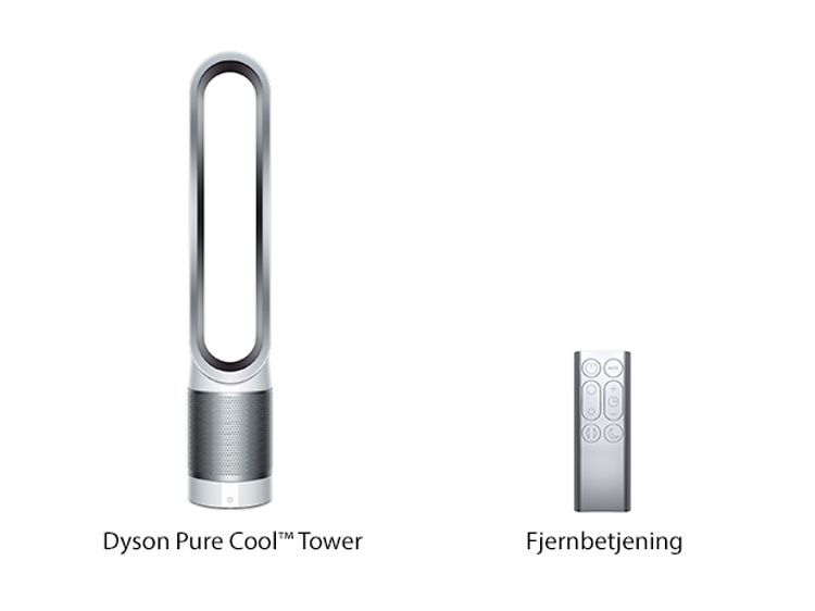 Dyson Pure Cool Tower TP00 og en fjernbetjening