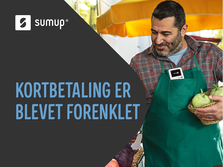SumUp-banner med teksten: Kortbetaling er blevet forenklet