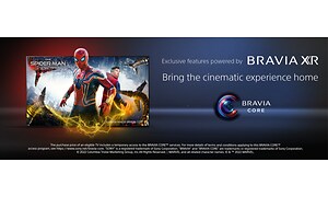 Sony-Bravia XR info and Spiderman on screen