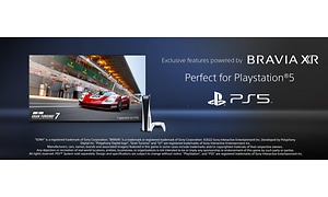 Sony-TV med Gran Turismo og PS5 konsol