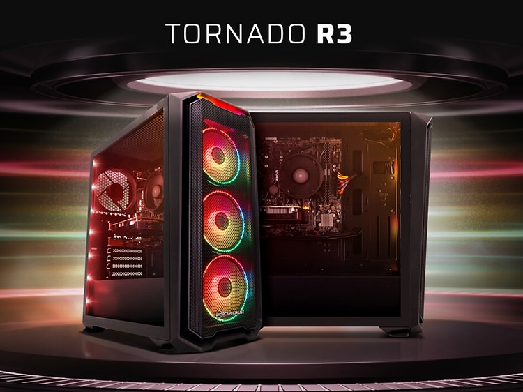 PCSPecialist - Tornado - R3 computer med logo