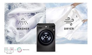Illustration of a combo washer and dryer from LG