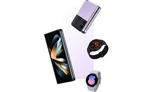 Samsung Galaxy foldetelefoner og to Samsung Galaxy Watch-modeller