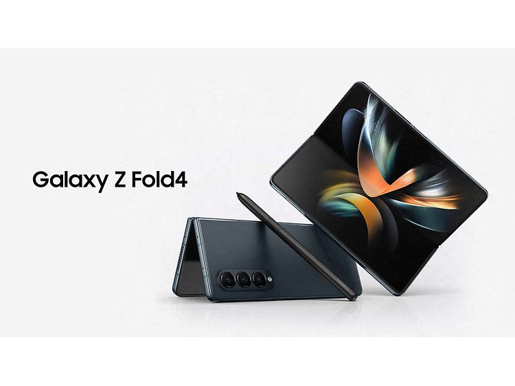 Samsung Galaxy Z Fold4 på banner med S Pen