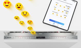 Opvaskemaskine, en tablet og smilende emojis