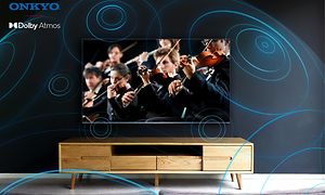 TCL-TV der viser Onkyo lydsystem med Dolby Atmos