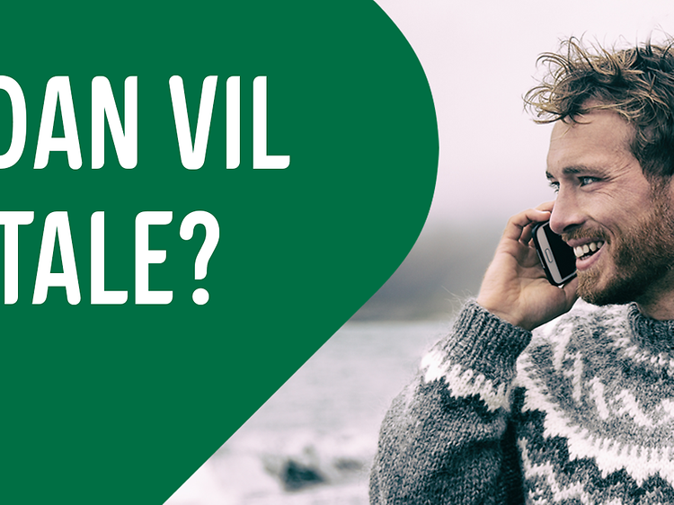 Banner med mand der taler i telefon og teksten: hvordan vil du betale