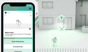 Bevægelsesalarm illustreret og Arlo-app