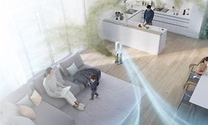 Dyson Air Multiplier™-teknologi blander og cirkulerer renset, befugtet luft i hele rummet
