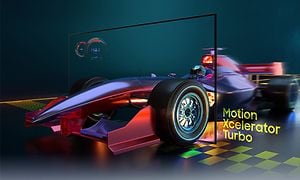 Samsung-TV-AU9075-Racing car through TV