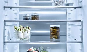 Miele fridge with a CleanSteel back wall
