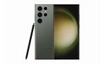 Produktbillede af en Samsung Galaxy S23 Ultra i grøn og s pen