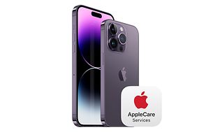 Mobile insurance with AppleCare Services banner - iPhone purple