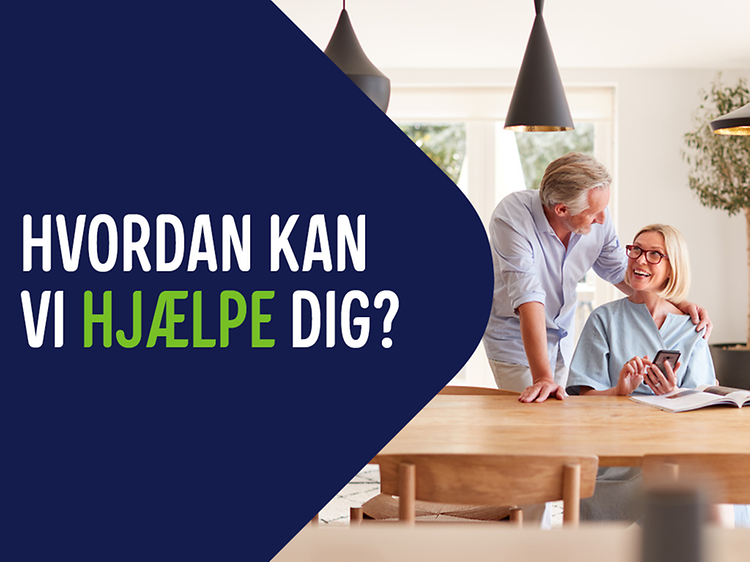 Banner med tekst; Hvordan kan vi hjælpe dig?