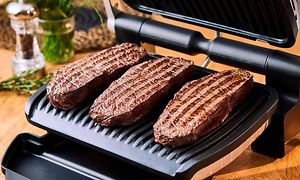Billede af OBH Nordica OptiGrill med tre bøffer i