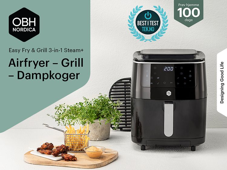 OBH Nordica 3-in-1 airfryer, grill og dampkoger