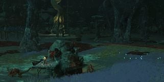 Screenshot af spillet med Link der sniger hen til monstre