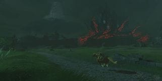 Screenshot af spillet med Link der ridder på en hest