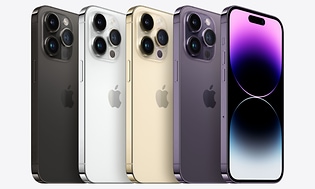 Fem iPhones på række