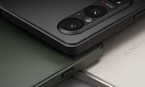 Close-up of three Xperia 1 V phones