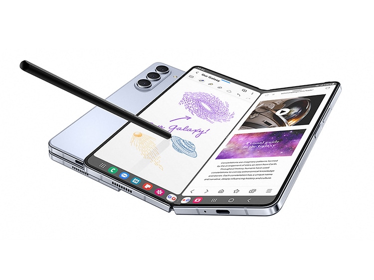 Samsung Galaxy Z Fold5 udfolder med multitasking på skærmen
