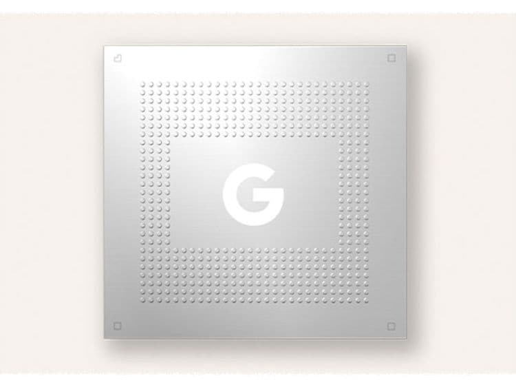 Google Pixel 8 - Tensor G3-chippen på hvid baggrund