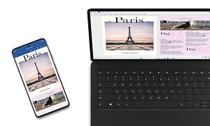 Microsoft 365 - En computer og en smartphone