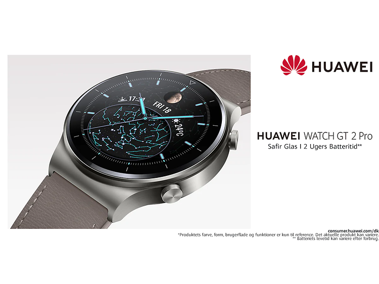Huawei Watch top banner med Danish tekst