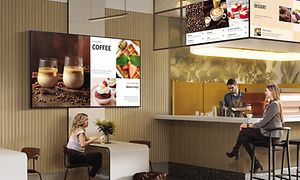 Samsung Business TV i café der viser menuen