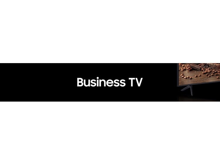 Samsung Business TV tekst på sort baggrund