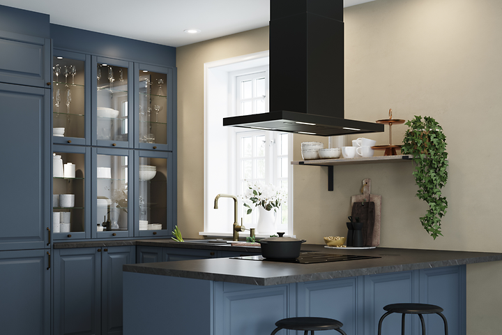 Epoq Heritage Bluegrey køkken med emhætte