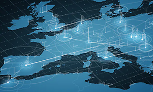 Europakort med GPS-lokationer